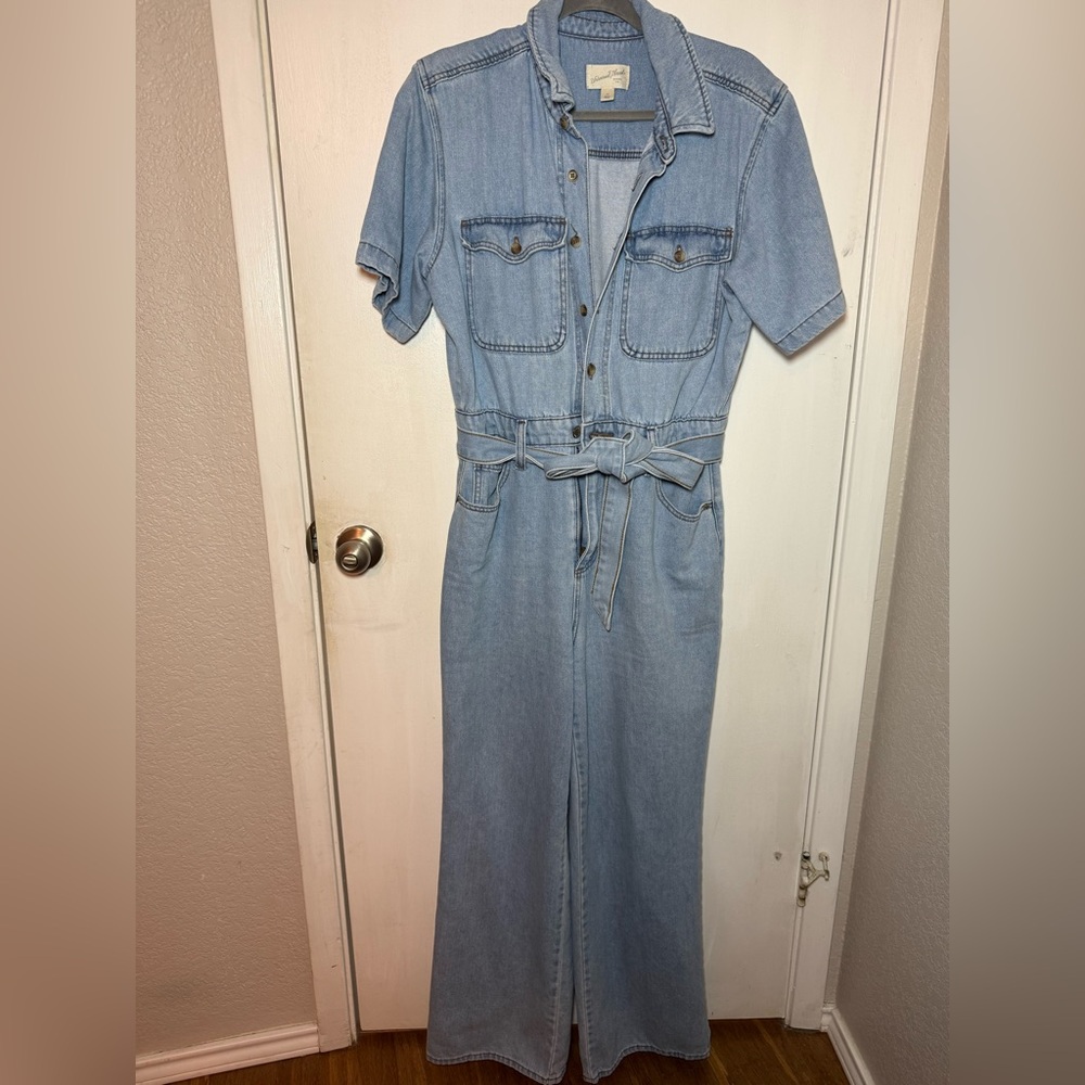 Denim Short Sleeve Jumpsuit